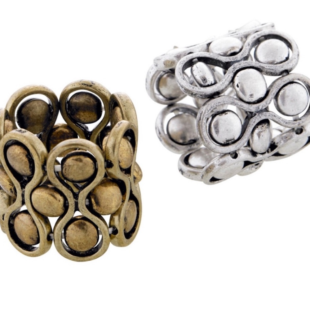 Antiqued Gold Stretchy Modern Ring-Boutique
